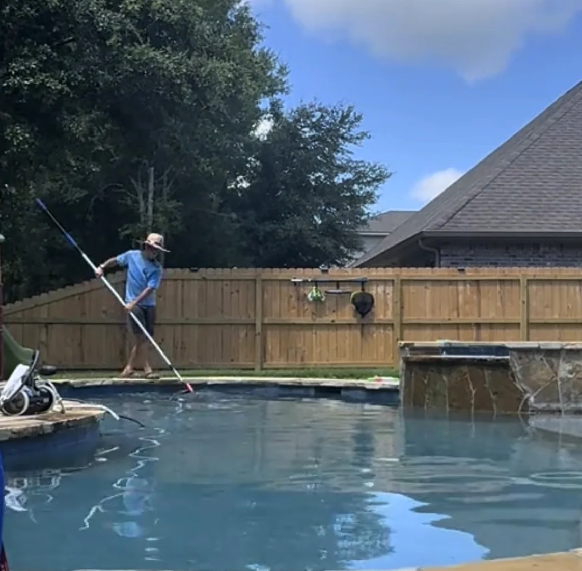 Drake servicing a pool in South Mississippi