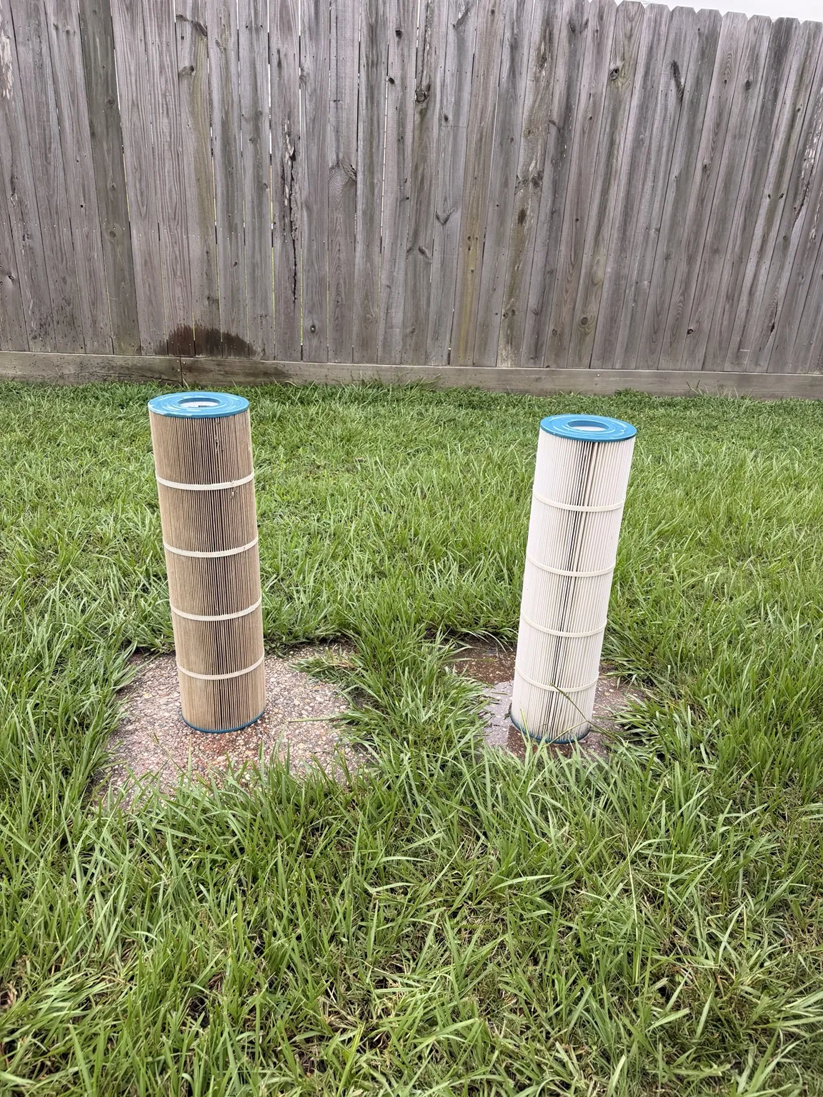 Dirty cartridge filters before cleaning