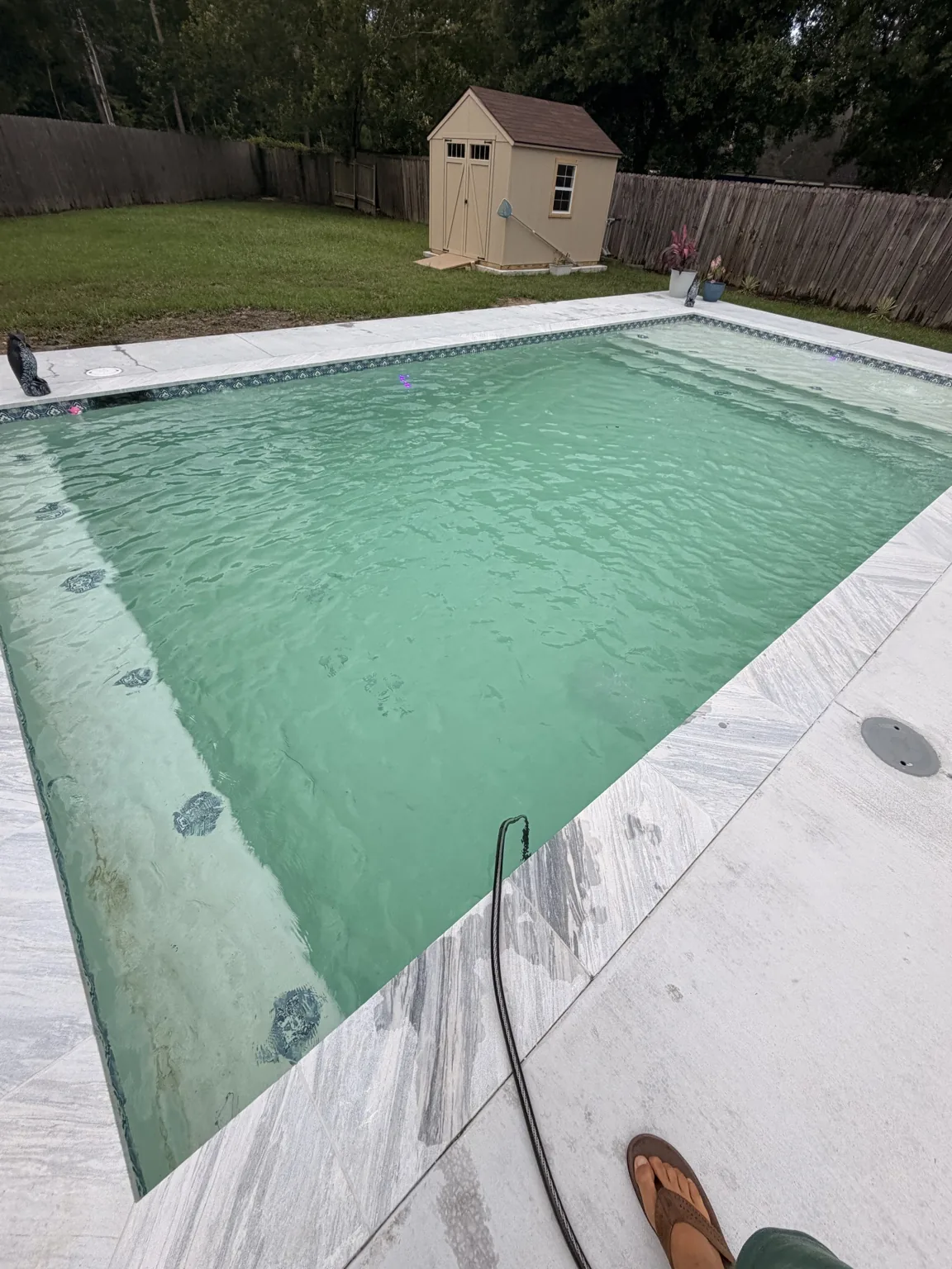 New plaster pool during start-up service